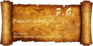 Papszt Orbán névjegykártya